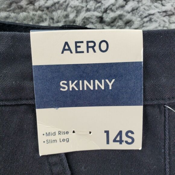 Aeropostale Womens Skinny Chino Pants SZ14 Short Petite Black Slim Leg Mid Rise - Picture 6 of 8